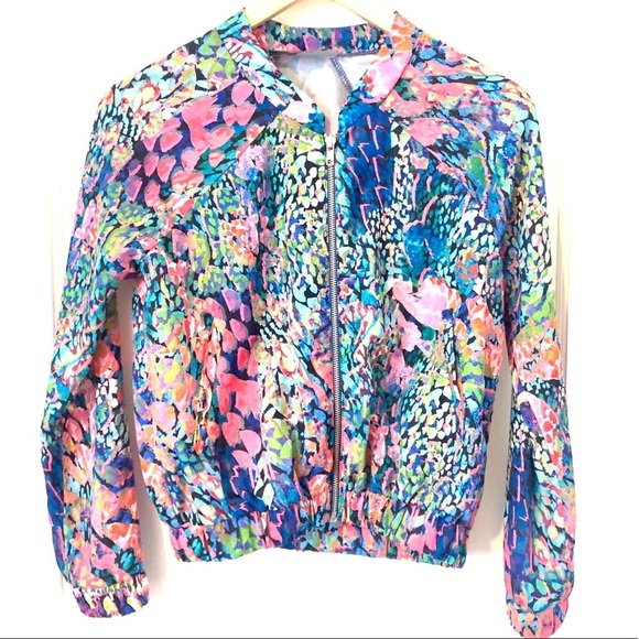𝅺FLOWER Print Bomber Jacket | XXS Petite - Picture 3 of 4